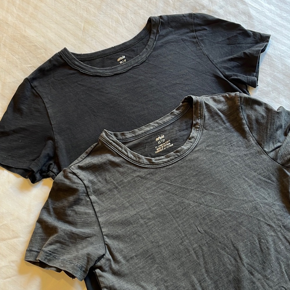 Aerie Distressed Basic T-Shirts XS (set of 2)